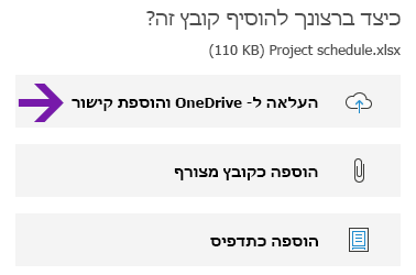 אפשרויות להוספת קובץ ב- OneNote עבור Windows 10