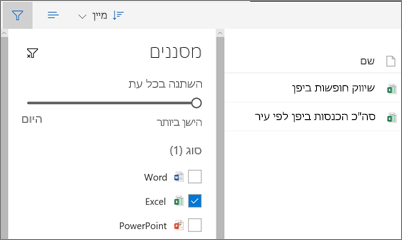 צילום מסך של התאמת התצוגה 'משותף איתי' OneDrive for Business