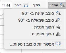 תפריט Shape Rotate ב- Office for Mac