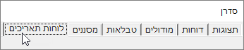 הכרטיסיה 'לוחות שנה'