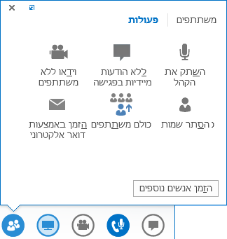 אפשרויות בכרטיסיה 'פעולות'