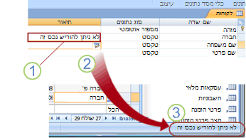 הגדרת המאפיין 'תיאור' שהופצה מוצגת בשורת המצב