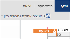 Word Online מראה לך היכן עובדים העורכים האחרים על המסמך