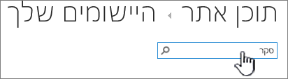 תיבת חיפוש בדף 'תוכן אתר' עם סקר שהוקלדה וסימון