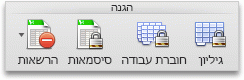 הכרטיסיה 'סקירה', הקבוצה 'הגנה'