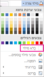 בחירה באפשרות 'ללא מילוי'