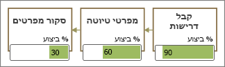 צורות תרשים זרימה עם סרגלי נתונים מלאים באופן חלקי