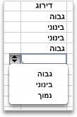 רשימה נפתחת עם הערכים 'גבוה', 'בינוני' ו'נמוך'