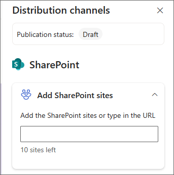 צילום מסך של החלונית להוספת אתרי SharePoint.