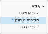 קבוצות בסרגל הניווט הימני