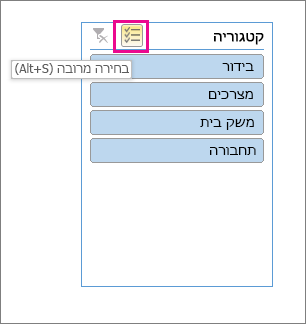 אפשרויות כלי פריסה כאשר לחצן 'בחירה מרובה' מסומן