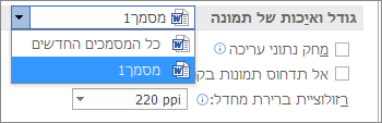 קביעת אופן דחיסת התמונות ב- Office ליצירת איזון בין גודל הקובץ לאיכות