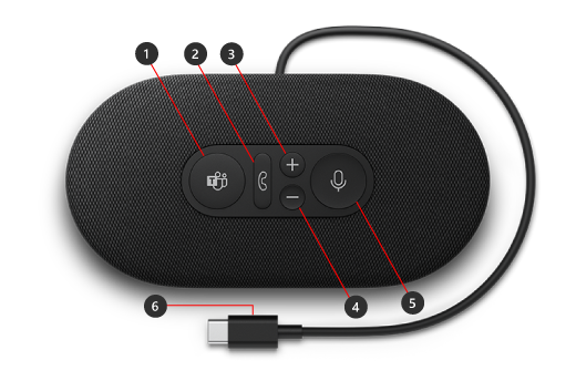 לחצנים ברמקול USB-C המודרני של Microsoft