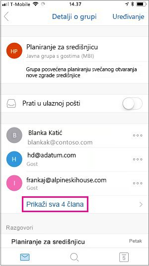 Odaberite vezu prikaz svih članova da biste vidjeli članove grupe