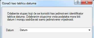 Dijaloški okvir Označavanje u obliku tablice s datumima