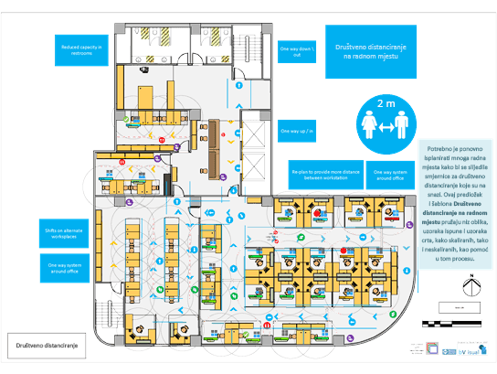 Visio template for a floor plan with social distancing.