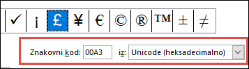 Polje pošiljatelja govori vam da je to Unicode simbol