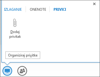 Snimka zaslona na kojem se dodaje privitak