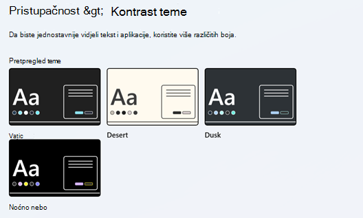 Kontrast tema u Postavke