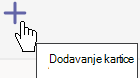 Simbol plusa na alatnoj traci omogućuje dodavanje kartice trenutnom kanalu Teams.