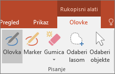 Prikazuje gumb Olovka u odjeljku Rukopisni alati u sustavu Office