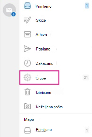 Mapa za grupe u navigacijskom oknu