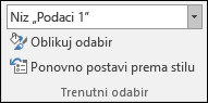 Odaberite mogućnost Niz u odjeljku Mogućnosti grafikona > Oblikovanje > Trenutno označeno