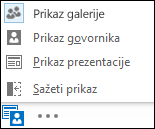 Snimka zaslona s izborom prikaza uz odabran prikaz galerije