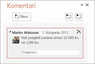 Dodavanje komentara