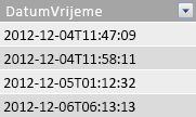 Stupac DatumVrijeme u tablici činjenice.