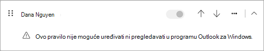 Neke vrste klijentskih pravila koja su migrirana iz klasičnog programa Outlook nije moguće uređivati ni pregledavati u novom programu Outlook.