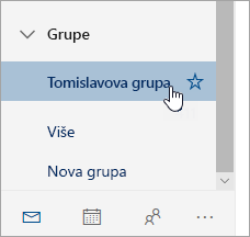 Snimka zaslona grupe u navigacijskom oknu.