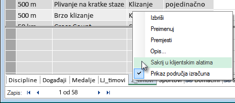 skrivanje tablica iz klijentskih alata programa Excel