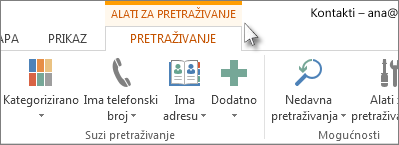 kartica alati za pretraživanje