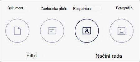 Mogućnosti načina rada za skeniranje slika na servisu OneDrive za iOS