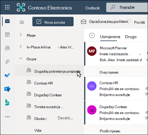 Grupe sustava Microsoft 365 u programu Outlook