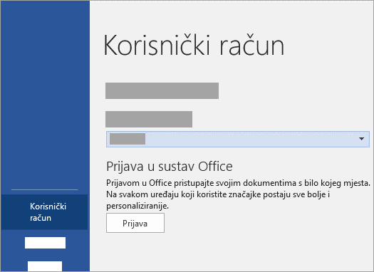 Prijavite se pomoću Microsoftova računa ili pomoću računa sustava Office 365 za tvrtke ili obrazovne ustanove.