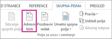 Umetanje polja za cirkularna pisma Adresni blok