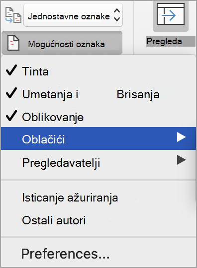 Mogućnosti evidentiranja promjena oznaka