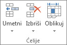 Grupa Ćelije na kartici Polazno