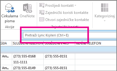 na kartici osobe kliknite pretraživanje kontakata