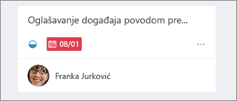 Crvenim su datumima označeni zakašnjeli zadaci