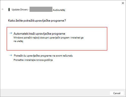 Potražite upravljačke programe za zvuk u Windows 11 Postavke.