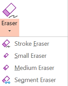 PowerPoint za Office 2019 sadrži četiri gumice za digitalni rukopis.