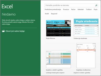 Neki od predložaka dostupnih u programu Excel