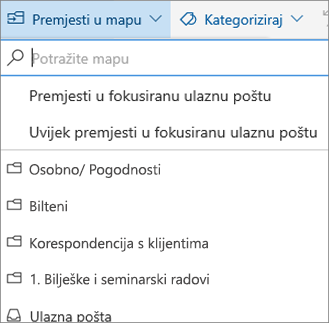 Fokusirana ulazna pošta u programu Outlook na webu