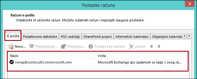 Vrsta računa u programu Outlook