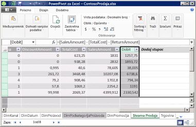 Izračunati stupac u dodatku Power Pivot