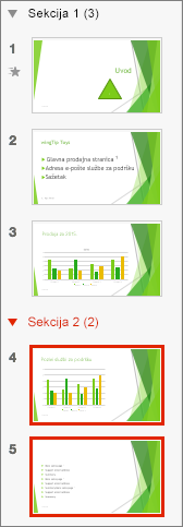 Dodavanje druge sekcije