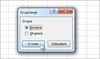 Kliknite Redaka, a zatim U redu.